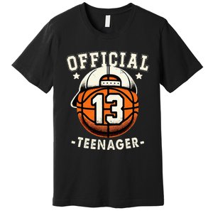 Teenager 13th Birthday 13 Year Boy Basketball Bday Premium T-Shirt