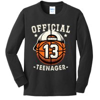 Teenager 13th Birthday 13 Year Boy Basketball Bday Kids Long Sleeve Shirt