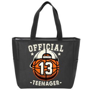 Teenager 13th Birthday 13 Year Boy Basketball Bday Zip Tote Bag