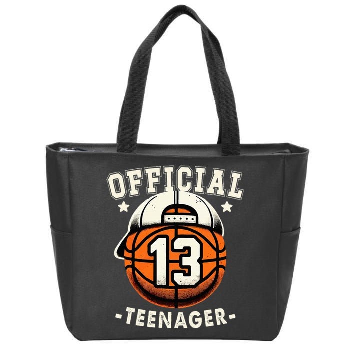 Teenager 13th Birthday 13 Year Boy Basketball Bday Zip Tote Bag