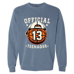 Teenager 13th Birthday 13 Year Boy Basketball Bday Garment-Dyed Sweatshirt