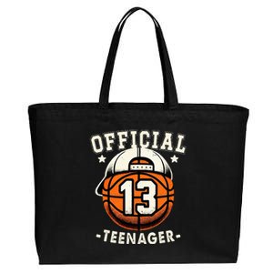 Teenager 13th Birthday 13 Year Boy Basketball Bday Cotton Canvas Jumbo Tote