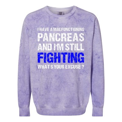 Type 1 Diabetes T1D Awareness Support Ribbon Colorblast Crewneck Sweatshirt