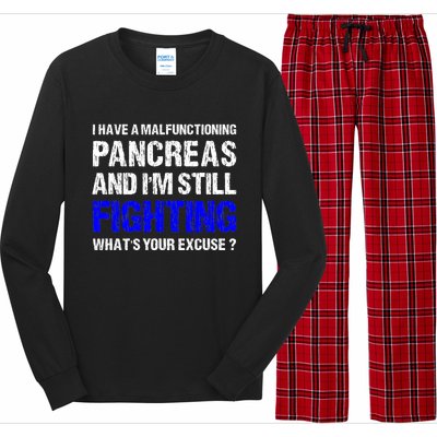 Type 1 Diabetes T1D Awareness Support Ribbon Long Sleeve Pajama Set