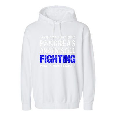 Type 1 Diabetes T1D Awareness Support Ribbon Garment-Dyed Fleece Hoodie