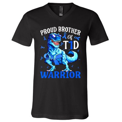 Type 1 Diabetes Proud Brother Of A T1d Warrior V-Neck T-Shirt