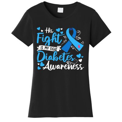 Type 1 Diabetes His Fight Is My Fight Diabetes Awareness Women's T-Shirt