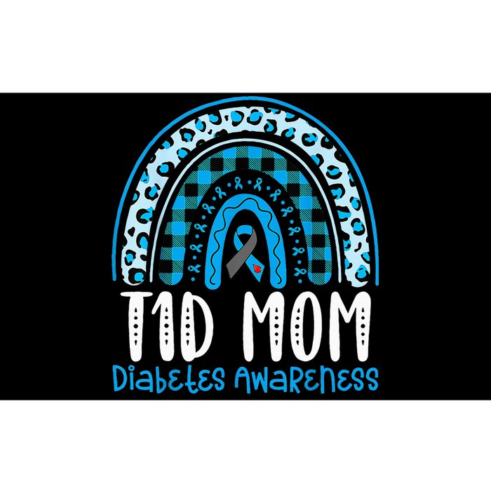 Type 1 Diabetes Awareness T1D Mom Blue Ribbon Rainbow Bumper Sticker