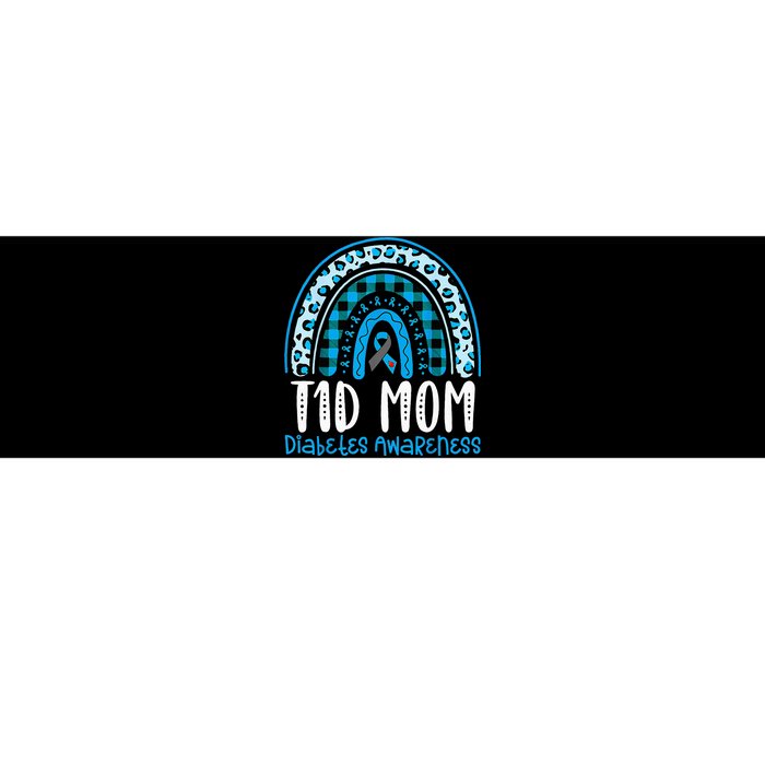 Type 1 Diabetes Awareness T1D Mom Blue Ribbon Rainbow Bumper Sticker