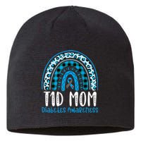 Type 1 Diabetes Awareness T1D Mom Blue Ribbon Rainbow Sustainable Beanie