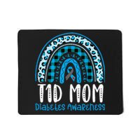 Type 1 Diabetes Awareness T1D Mom Blue Ribbon Rainbow Mousepad