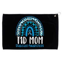 Type 1 Diabetes Awareness T1D Mom Blue Ribbon Rainbow Grommeted Golf Towel