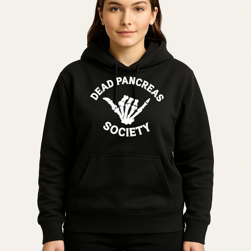 Type 1 Diabetes Awareness Dead Pancreas Society Skeleton Hand Halloween Hoodie