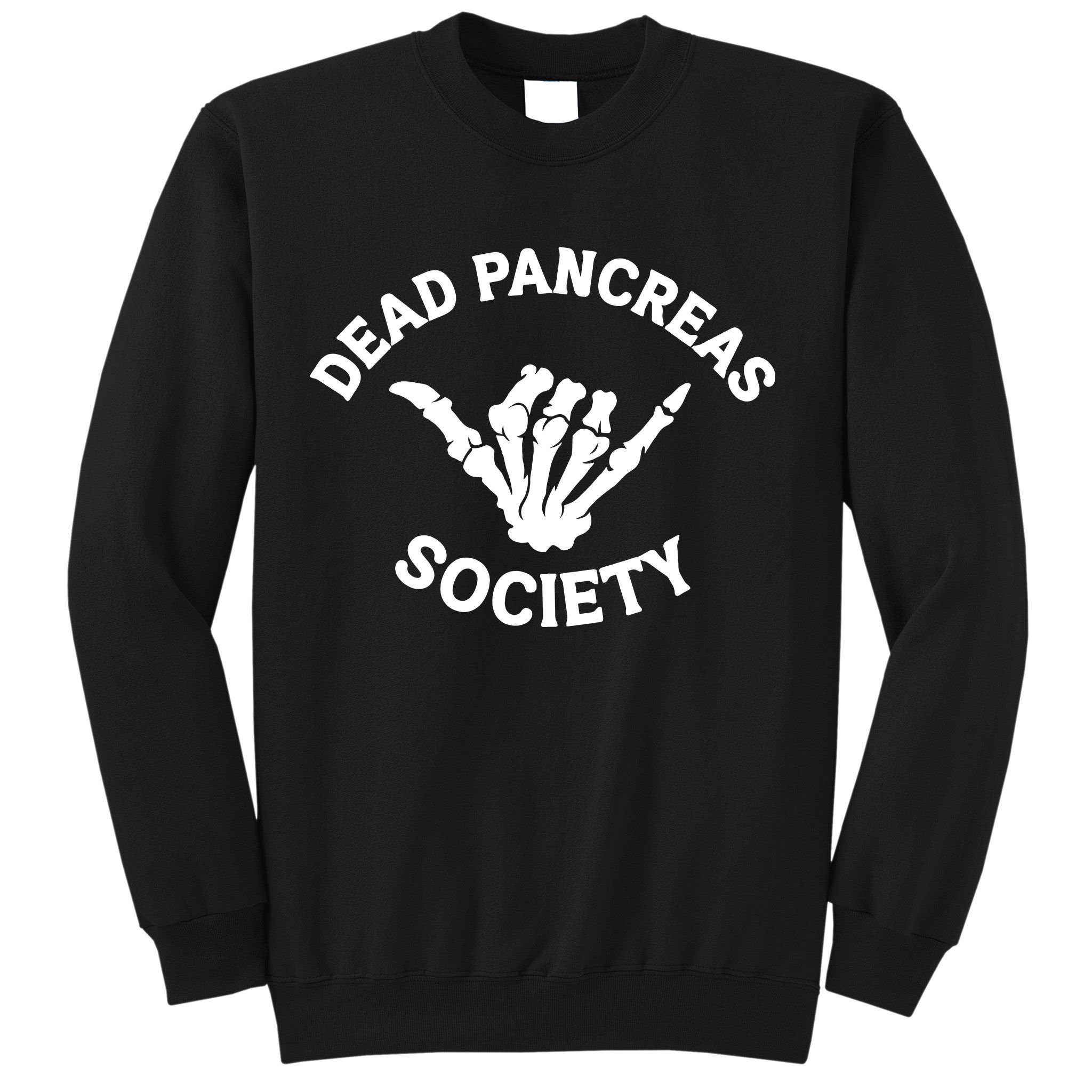 Type 1 Diabetes Awareness Dead Pancreas Society Skeleton Hand Halloween Sweatshirt