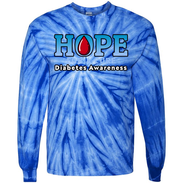 Type 1 Diabetes Awareness Funny Gift Hope For A Cure Gift Tie-Dye Long Sleeve Shirt