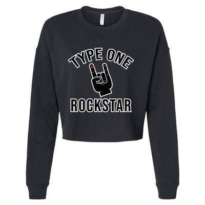 Type 1 Diabetes T1d Rockstar Funny Awareness Diversary Cropped Pullover Crew