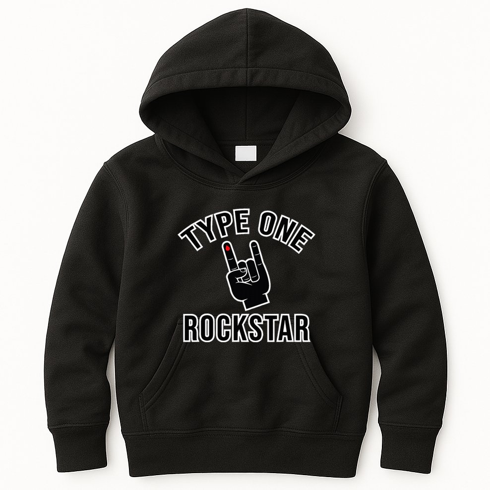 Type 1 Diabetes T1d Rockstar Funny Awareness Diversary Kids Hoodie