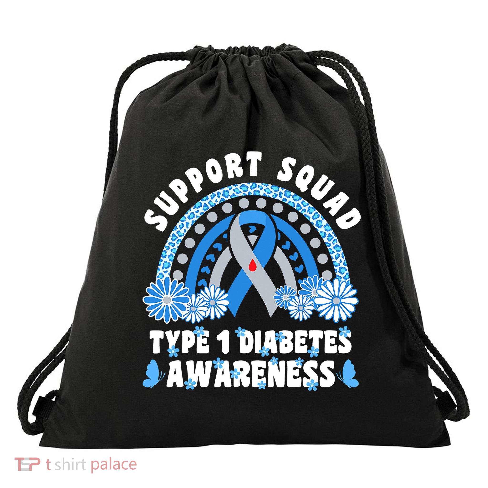 Type 1 Diabetes T1D Support Squad Drawstring Bag