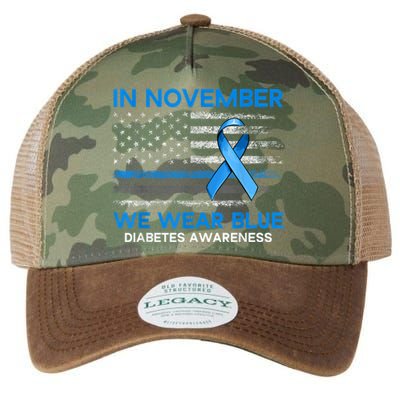 Type 1 Diabetes Awareness American US Flag Blue Ribbon Gifts Legacy Tie Dye Trucker Hat