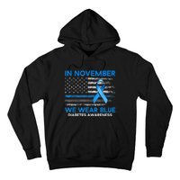 Type 1 Diabetes Awareness American US Flag Blue Ribbon Gifts Hoodie