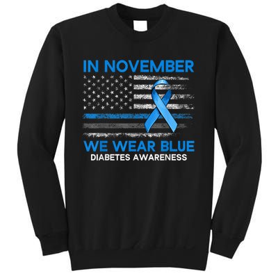 Type 1 Diabetes Awareness American US Flag Blue Ribbon Gifts Sweatshirt