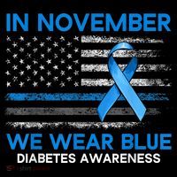 Type 1 Diabetes Awareness American US Flag Blue Ribbon Gifts T-Shirt