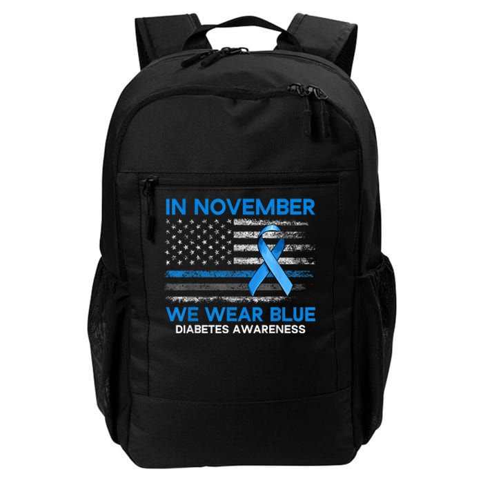 Type 1 Diabetes Awareness American US Flag Blue Ribbon Gifts Daily Commute Backpack