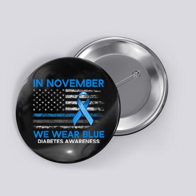 Type 1 Diabetes Awareness American US Flag Blue Ribbon Gifts Button