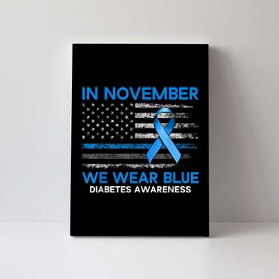 Type 1 Diabetes Awareness American US Flag Blue Ribbon Gifts Canvas