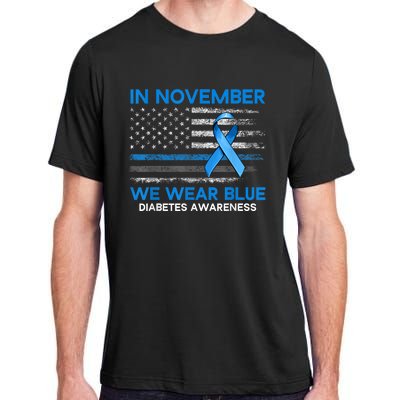 Type 1 Diabetes Awareness American US Flag Blue Ribbon Gifts Adult ChromaSoft Performance T-Shirt