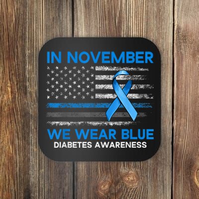 Type 1 Diabetes Awareness American US Flag Blue Ribbon Gifts Coaster