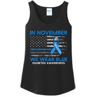 Type 1 Diabetes Awareness American US Flag Blue Ribbon Gifts Ladies Essential Tank