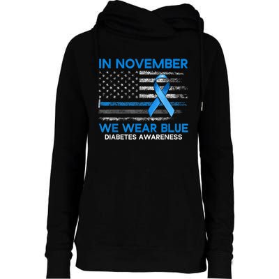 Type 1 Diabetes Awareness American US Flag Blue Ribbon Gifts Womens Funnel Neck Pullover Hood