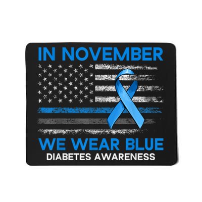 Type 1 Diabetes Awareness American US Flag Blue Ribbon Gifts Mousepad