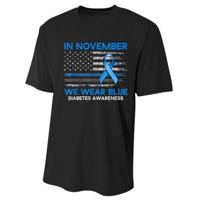 Type 1 Diabetes Awareness American US Flag Blue Ribbon Gifts Performance Sprint T-Shirt