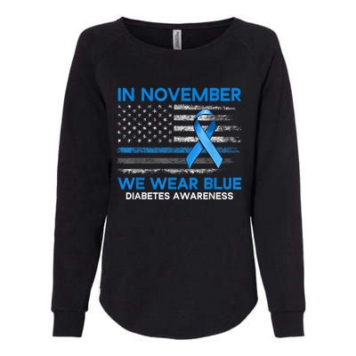 Type 1 Diabetes Awareness American US Flag Blue Ribbon Gifts Womens California Wash Sweatshirt