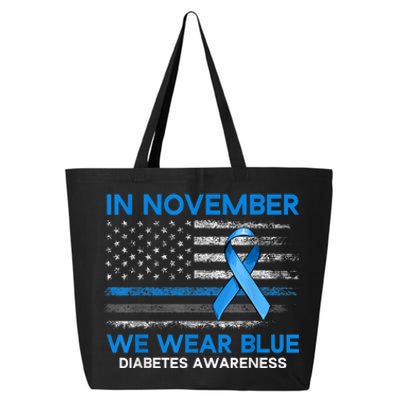 Type 1 Diabetes Awareness American US Flag Blue Ribbon Gifts 25L Jumbo Tote