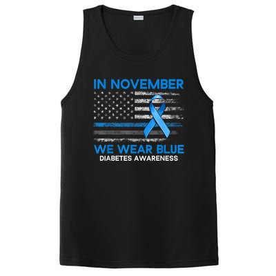 Type 1 Diabetes Awareness American US Flag Blue Ribbon Gifts PosiCharge Competitor Tank