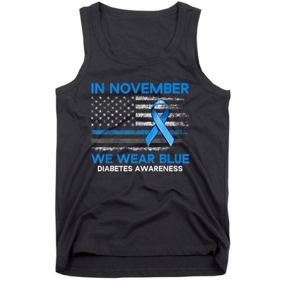 Type 1 Diabetes Awareness American US Flag Blue Ribbon Gifts Tank Top