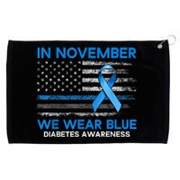 Type 1 Diabetes Awareness American US Flag Blue Ribbon Gifts Grommeted Golf Towel