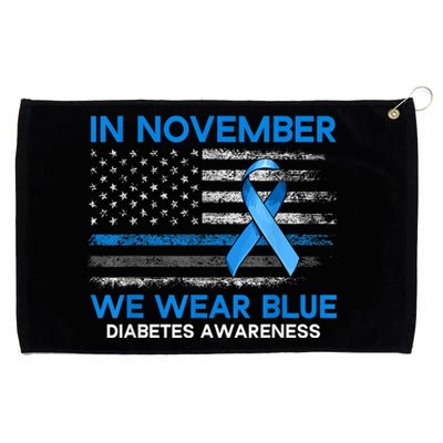 Type 1 Diabetes Awareness American US Flag Blue Ribbon Gifts Grommeted Golf Towel