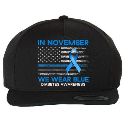 Type 1 Diabetes Awareness American US Flag Blue Ribbon Gifts Wool Snapback Cap