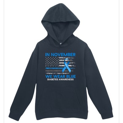 Type 1 Diabetes Awareness American US Flag Blue Ribbon Gifts Urban Pullover Hoodie