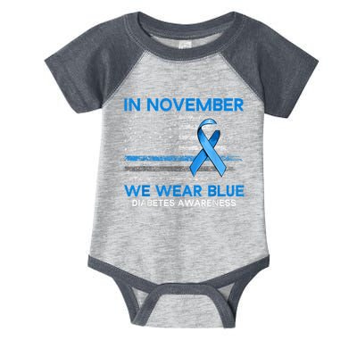 Type 1 Diabetes Awareness American US Flag Blue Ribbon Gifts Infant Baby Jersey Bodysuit