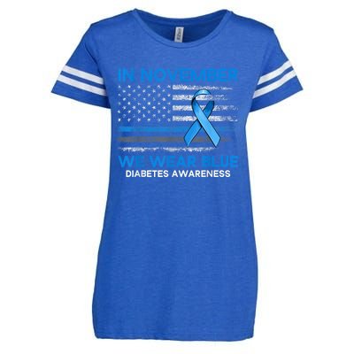 Type 1 Diabetes Awareness American US Flag Blue Ribbon Gifts Enza Ladies Jersey Football T-Shirt