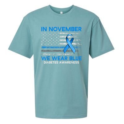 Type 1 Diabetes Awareness American US Flag Blue Ribbon Gifts Sueded Cloud Jersey T-Shirt