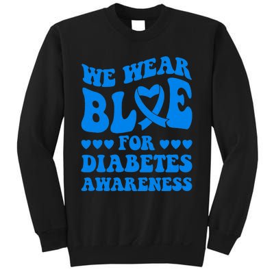 Type 1 Diabetes Awareness Month Bleached Rainbow Blue Ribbon Sweatshirt