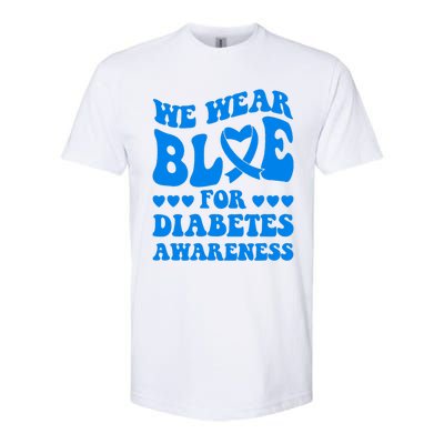 Type 1 Diabetes Awareness Month Bleached Rainbow Blue Ribbon Softstyle® CVC T-Shirt