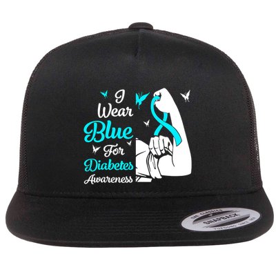 Type 1 Diabetes Awareness Bleached Rainbow Blue Ribbon Flatbill Hat