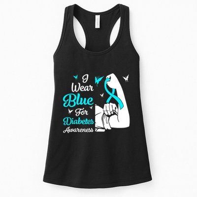 Type 1 Diabetes Awareness Bleached Rainbow Blue Ribbon Womens Tank Top